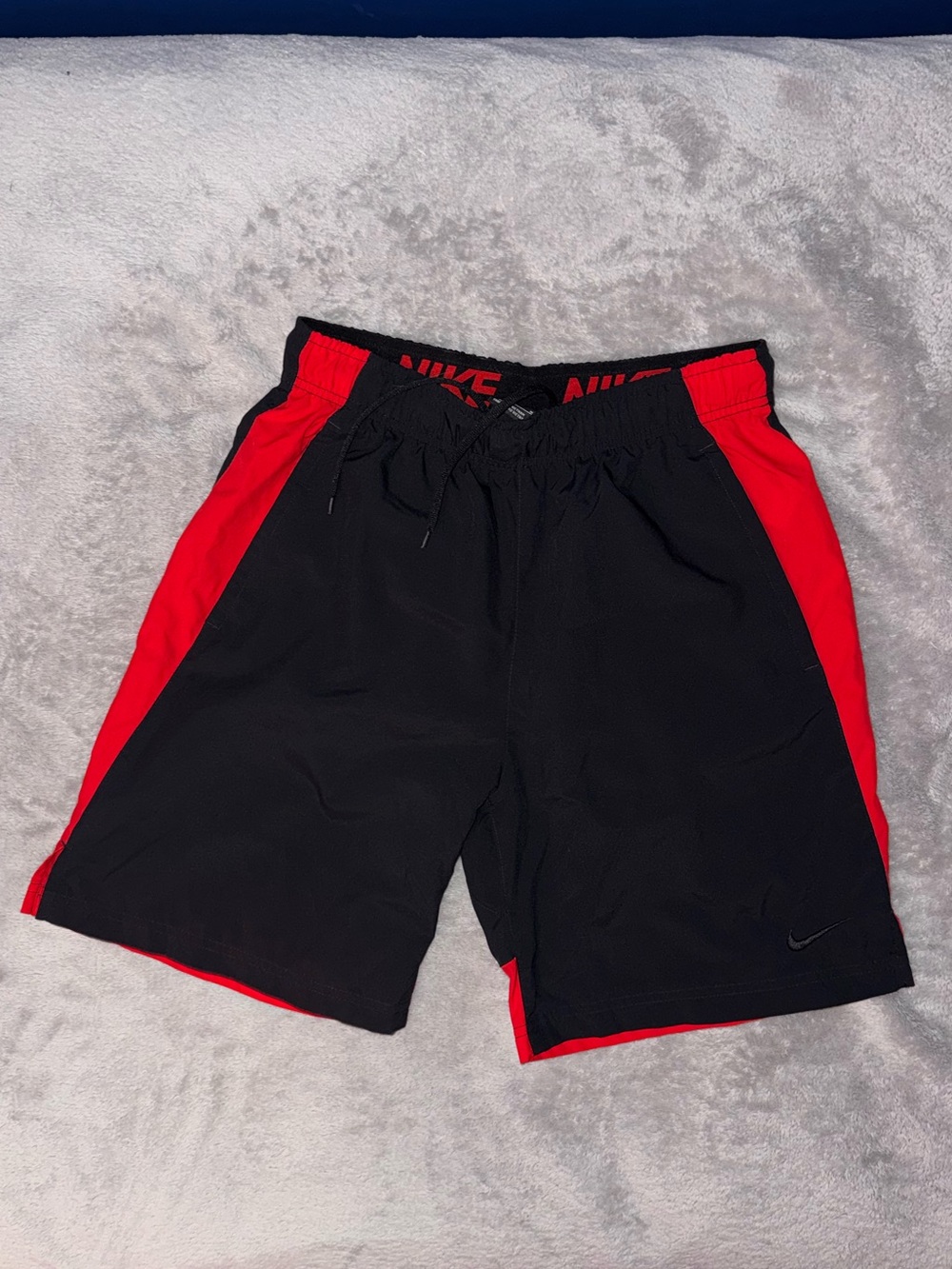 Mens Nike Black Athletic Shorts with Red Side Panels